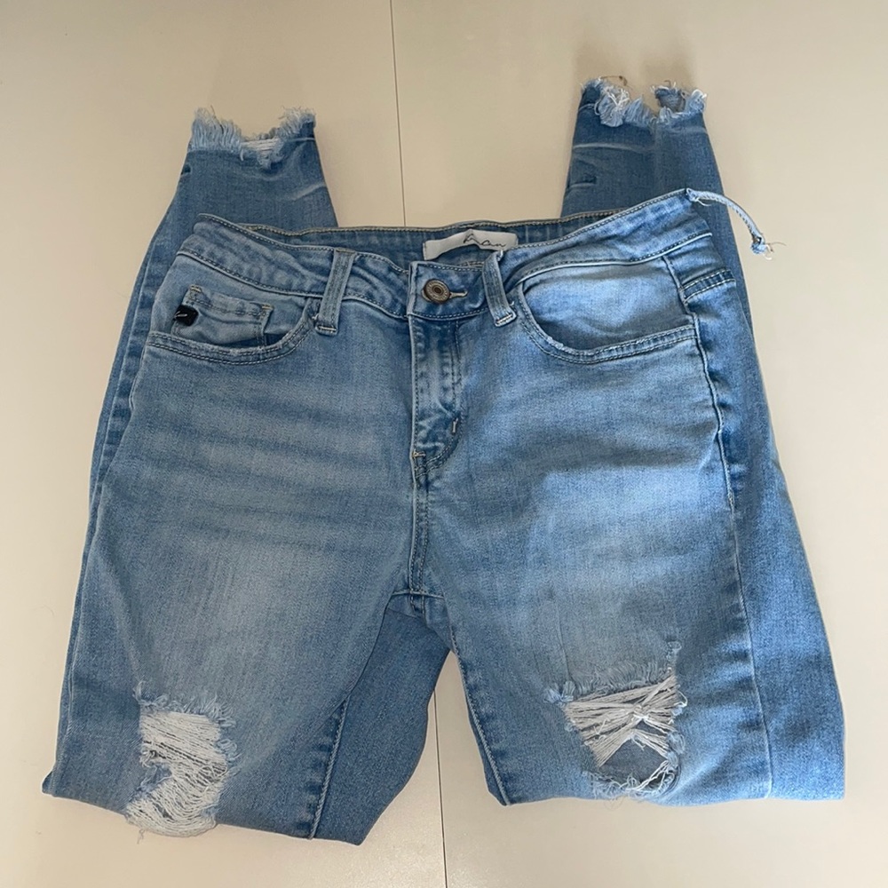 Kancan distressed cropped jeans